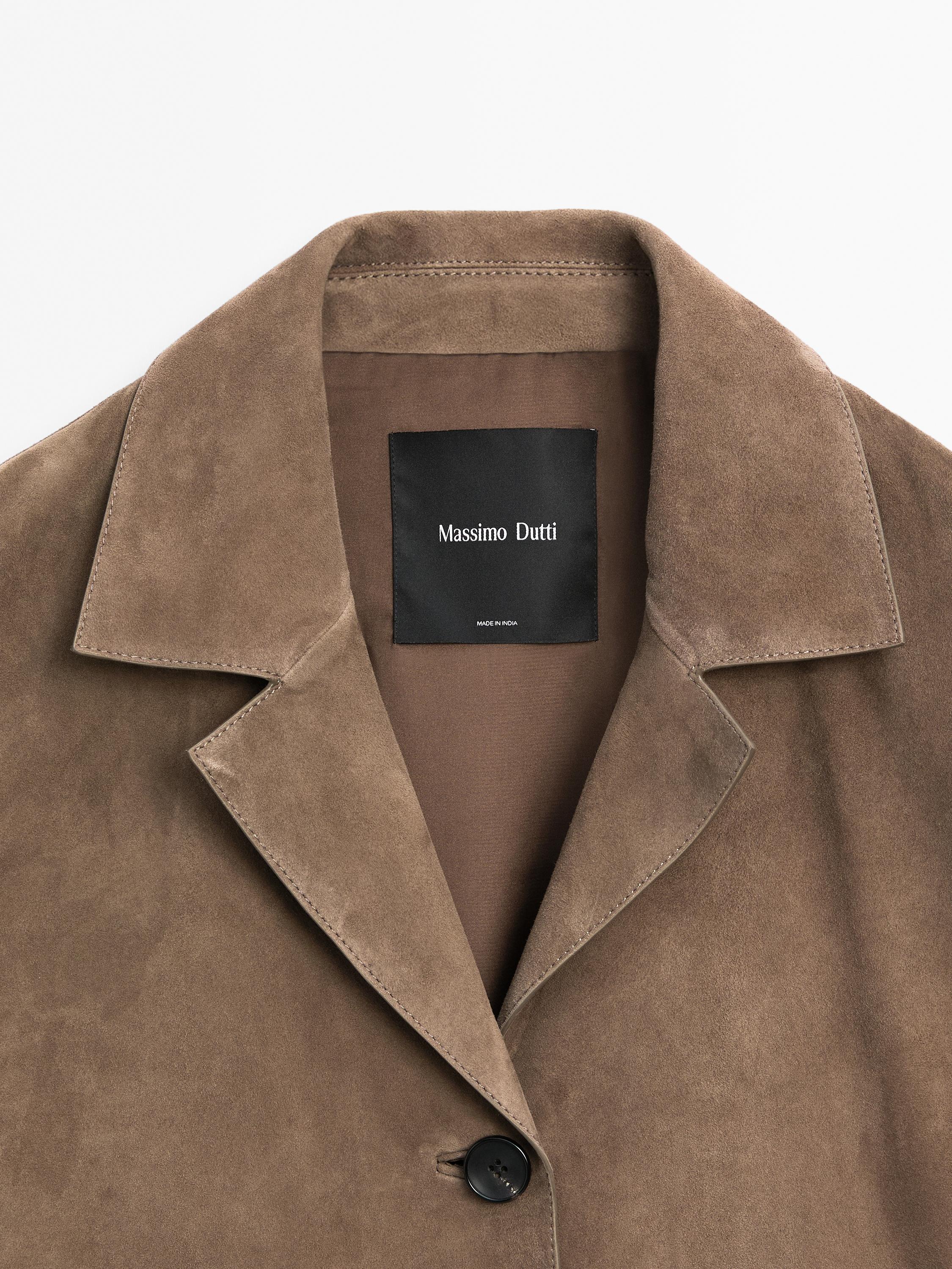 Blazer fluide en cuir finition daim